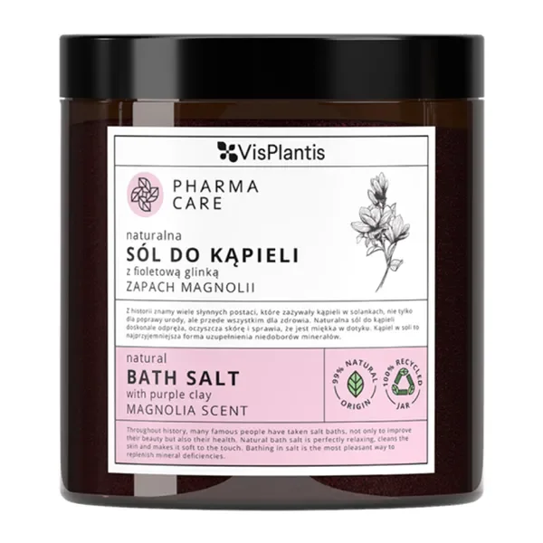 Naturalna sól do kąpieli z fioletową glinką zapach magnolii 800g [Pharma Care] - Pharma Care
