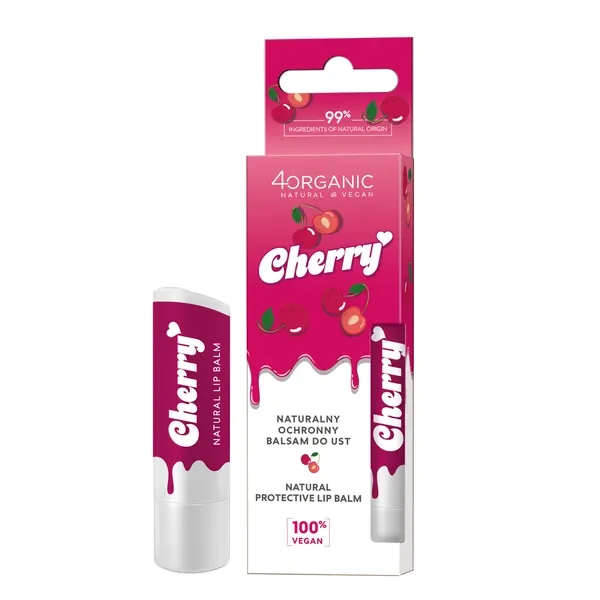 Naturalny ochronny balsam do ust Cherry 5g [4organic] - 4organic