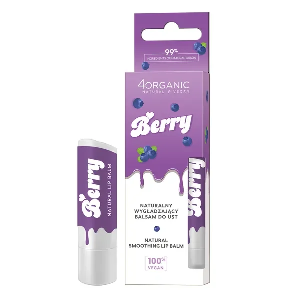 Naturalny wygładzający balsam do ust Berry 5g [4organic] - 4organic