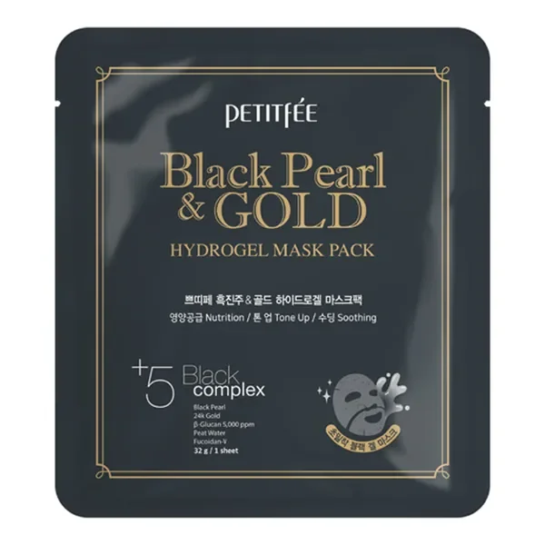 Nawilżająco-odżywcza hydrożelowa maska w płachcie z czarną perłą i złotem 32g [Petitfee] - Petitfee