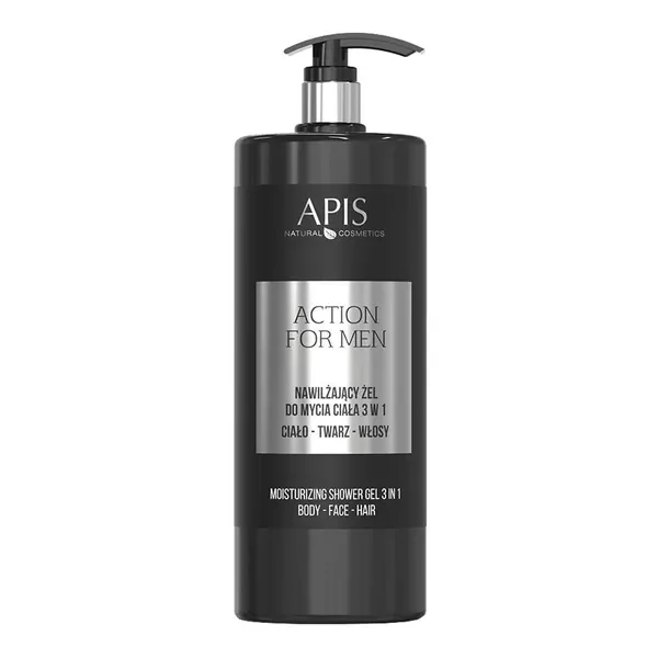 Nawilżający żel do mycia ciała 3w1 1000ml [Apis Action For Men] - Apis