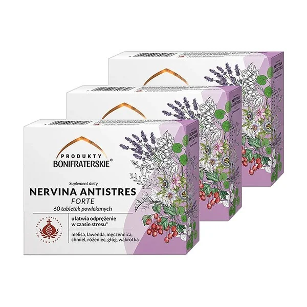 Nervina Antistres Forte tabletki 60 szt. x 3 [Produkty Bonifraterskie] - Produkty Bonifraterskie