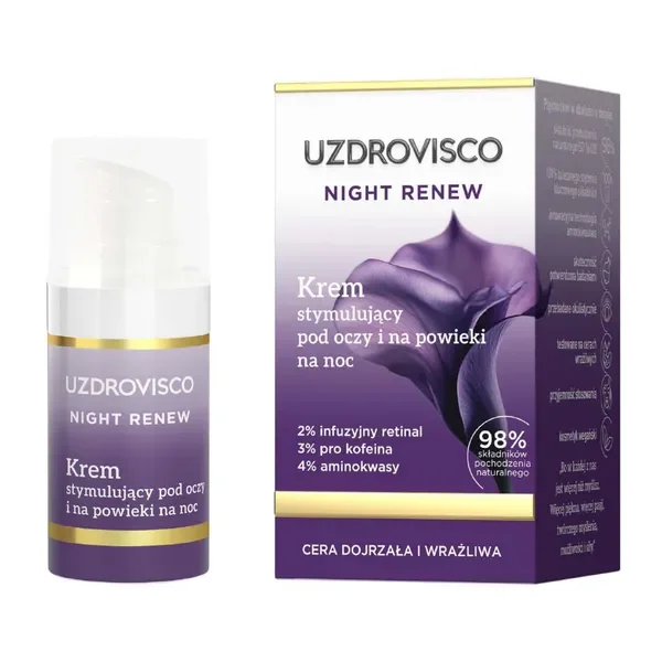 Night Renew Krem stymulujący pod oczy i na powieki na noc 15ml [Uzdrovisco] - Uzdrovisco