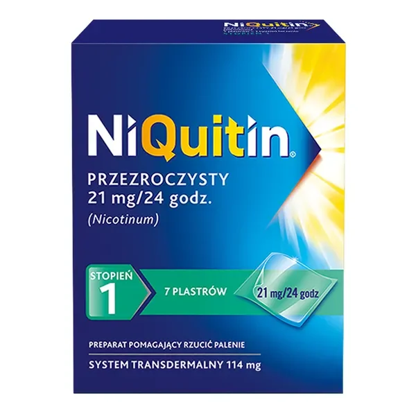 Nikotyna 21 mg/24h plastry 7 szt. [Niquitin] - Niquitin