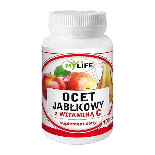 Ocet jabłkowy z witaminą C 600mg/60mg 100 tabletek [MyLife] - MyLife