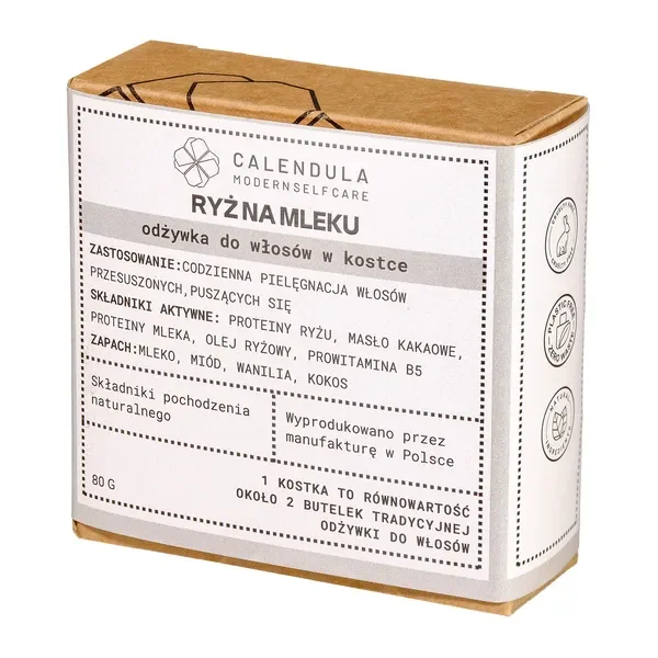 Odżywka do włosów w kostce Ryż na mleku 80g [Calendula Modern Self Care] - Calendula Modern Self Care
