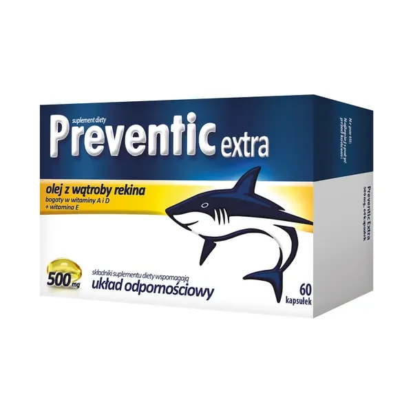 Olej z wątroby rekina 500mg 60 kapsułek [Preventic] - Preventic