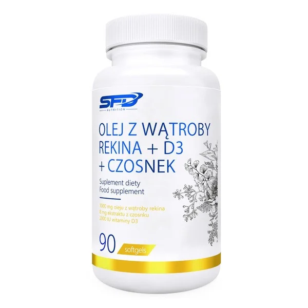 Olej Z Wątroby Rekina + D3 + Czosnek 90 kapsułek [SFD] - SFD nutrition