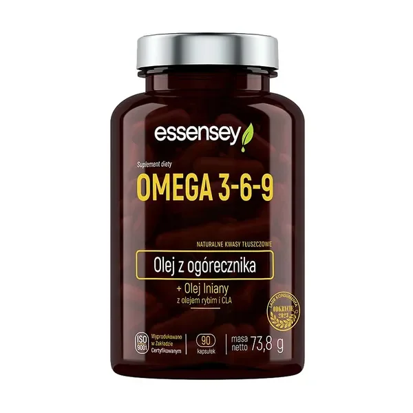 Omega 3-6-9 z olejem z ogórecznika 90 kapsułek [Essensey] - Essensey