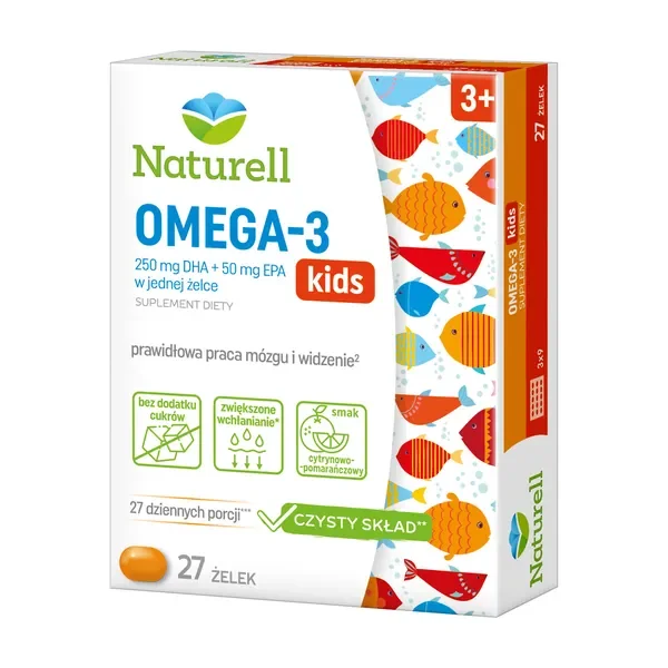 Omega-3 DHA 250mg EPA 50mg 27 żelek [Naturell] - Naturell