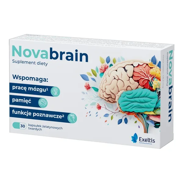 Omega-3 DHA 500mg EPA 71mg + Witamina D 2000IU + B6 + B12 + Cytykolina + Kurkuma + Resweratrol 30 kapsułek [Novabrain] - Novabrain