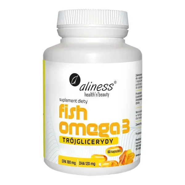 Omega-3 EPA 180mg/DHA 120mg 60 kapsułek [Aliness] - Aliness Health'N'Beauty