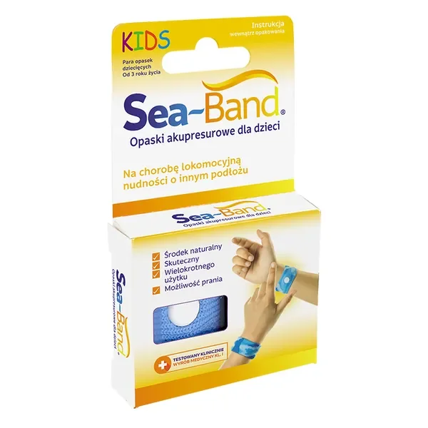 Opaska akupresurowa przeciw mdłościom dla dzieci niebieska 2 szt. [Sea-Band] - Sea-Band