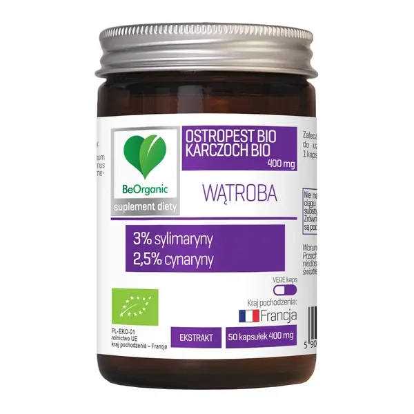 Ostropest BIO 3% + Karczoch BIO 2,5% 50 kapsułek [BeOrganic] - BeOrganic