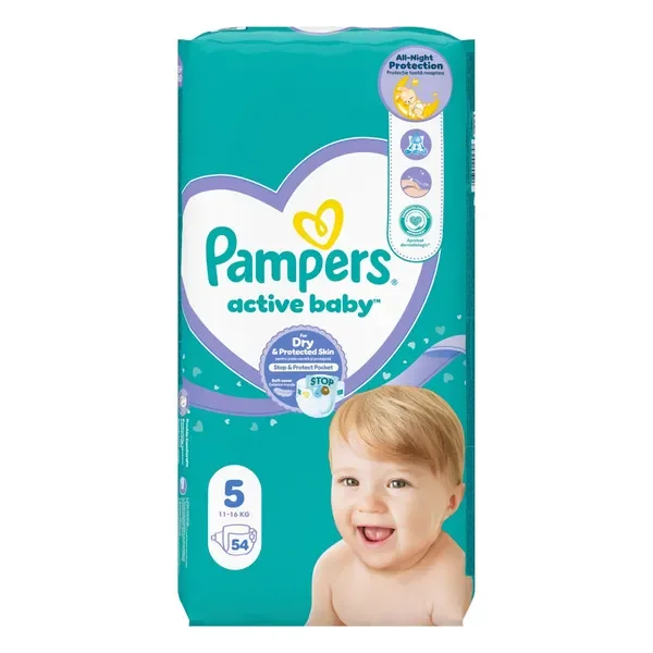 Pampers Active Baby 5 (11-16 kg) pieluchy 54 szt. - Pampers