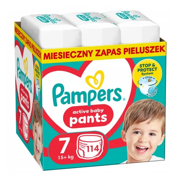 Pampers Active Baby 7 (15+kg) pieluchomajtki 114 szt. - Pampers