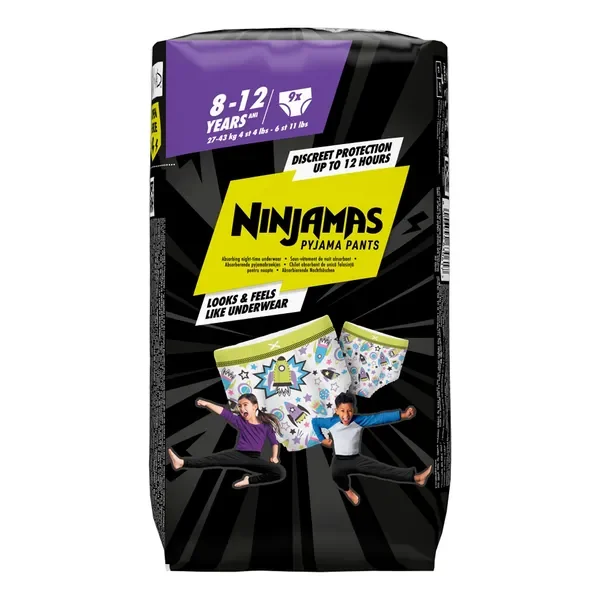 Pampers Ninjamas pieluchomajtki dla chłopca rozmiar 8 (8-12 lat) 9 szt. - Pampers
