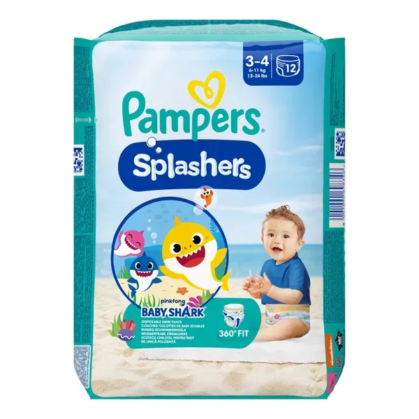 Pampers Splashers Baby Shark pieluchomajtki do pływania rozmiar 3 (6-11kg) 12 szt. - Pampers