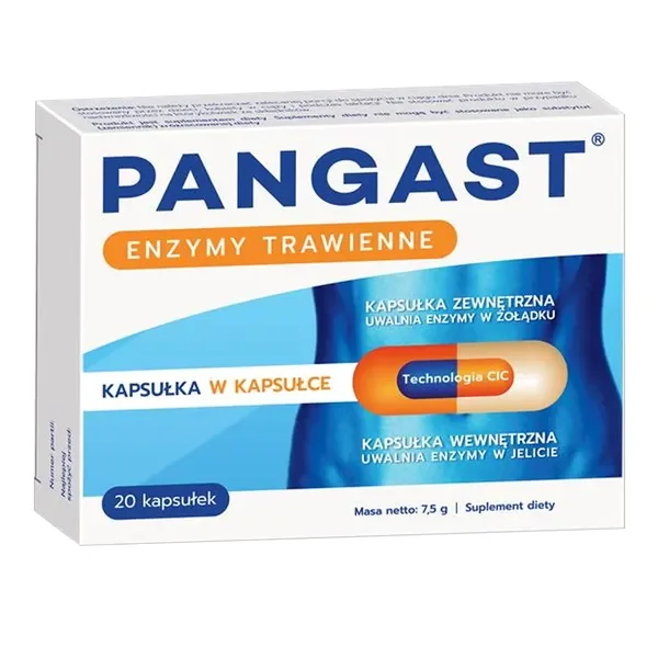Pangast enzymy trawienne 20 kapsułek [AORA HEALTH] - AORA HEALTH