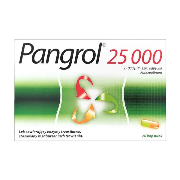 Pankreatyna 25000 j. 20 kapsułek [Pangrol] - Pangrol