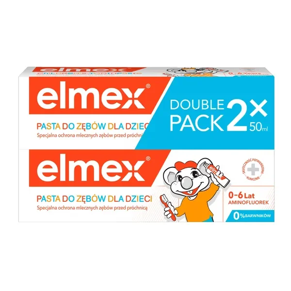 Pasta do zębów dla dzieci od 1 ząbka do 6 lat 50 ml x 2 [Elmex] - Elmex