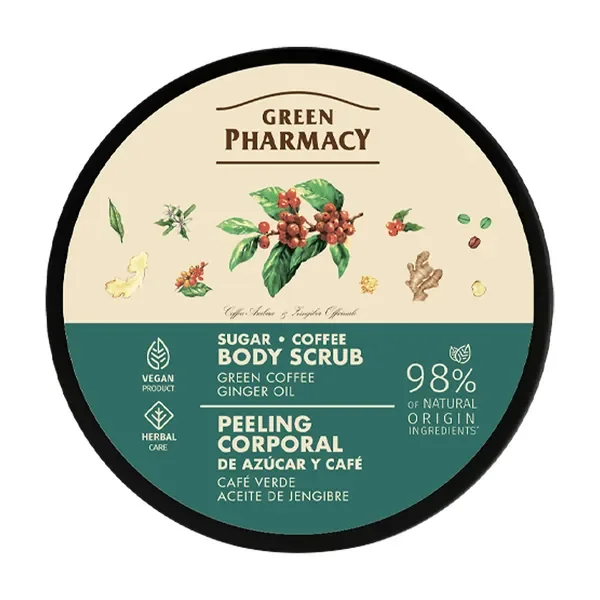 Peeling cukrowo-kawowy do ciała, zielona kawa i olejek imbirowy 200 ml [Green Pharmacy] - Green Pharmacy
