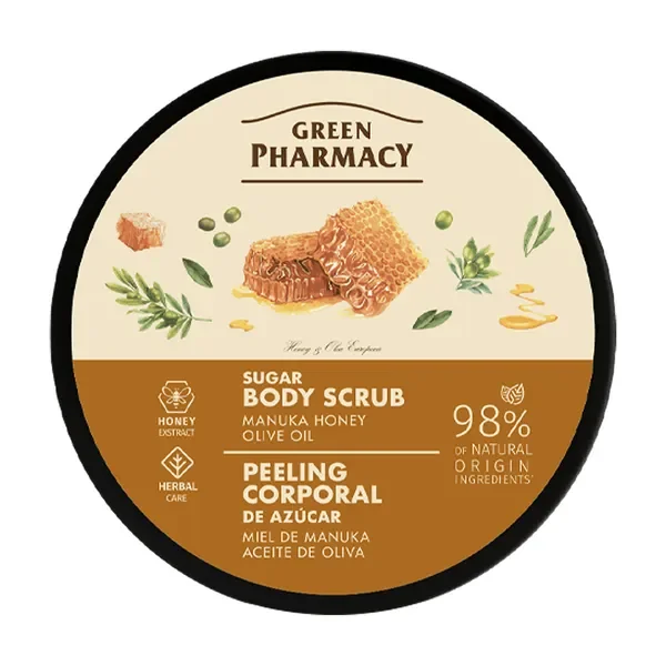 Peeling cukrowy do ciała miód manuka i oliwa z oliwek 200ml [Green Pharmacy] - Green Pharmacy