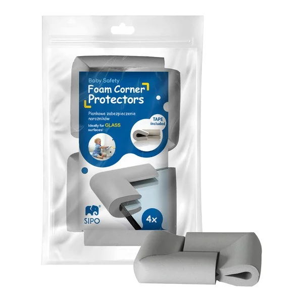 Piankowe zabezpieczenia narożników szklanych mebli 4 szt. [Sipo] - Sipo