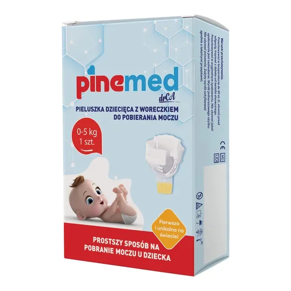 Pieluszka dziecięca z woreczkiem do pobierania moczu 0-5 kg [Pinemed] - Pinemed