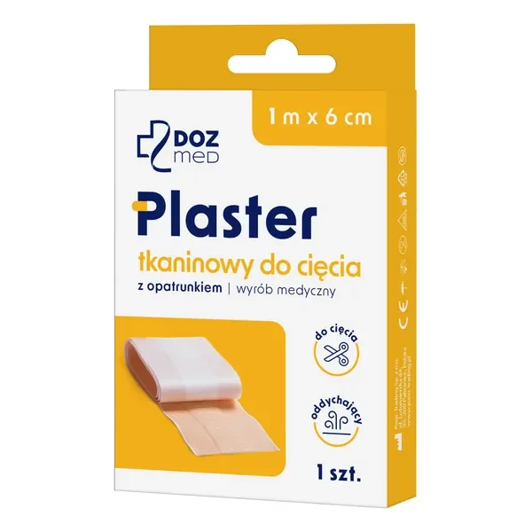 Plaster tkaninowy z opatrunkiem 1m x 6cm [DOZ Med] - DOZ Med