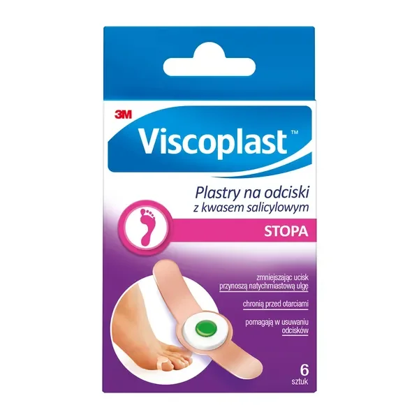 Plastry na odciski z kwasem salicylowym 70x12,5mm 6szt [Viscoplast] - Viscoplast