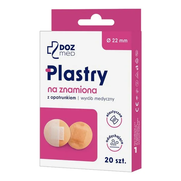 Plastry na znamiona z opatrunkiem 20 mm 20 szt [DOZ Med] - DOZ Med
