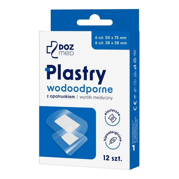 Plastry wodoodporne z opatrunkiem 12 szt. [DOZ Med] - DOZ Med