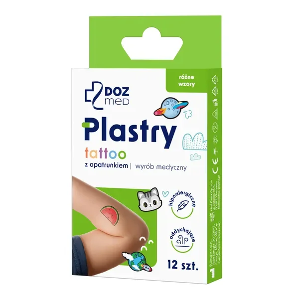 Plastry z opatrunkiem Tattoo 12 szt. [DOZ Med] - DOZ Med