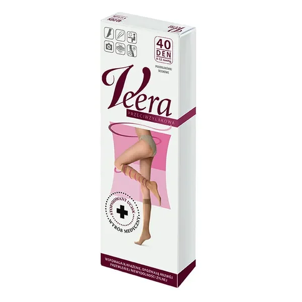 Podkolanówki przeciwżylakowe 40 DEN grafitowy rozmiar 1/2 [Veera] - Veera