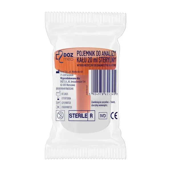 Pojemnik do analizy kału sterylny 20 ml [DOZ Med] - DOZ Med