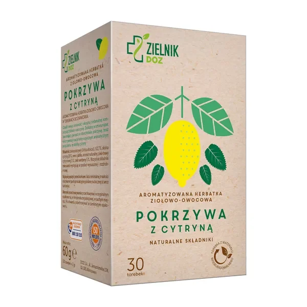 Pokrzywa z cytryną herbatka ziołowo-owocowa 30 saszetek [ZIELNIK DOZ] - ZIELNIK DOZ
