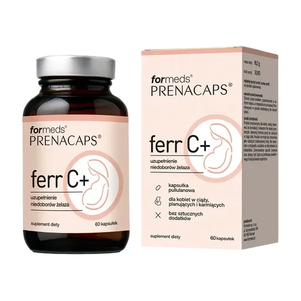 Prenacaps ferr C+ Żelazo 15mg + Witamina C 175mg + Laktoferyna 100mg 60 kapsułek [Formeds] - Formeds Prenacaps
