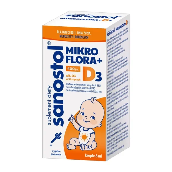 Probiotyk + Witamina D3 krople 8ml [Sanostol] - Sanostol