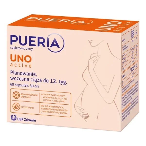 Pueria Uno Active kompleks witamin dla kobiet w ciąży 60 kapsułek [Pueria] - Pueria