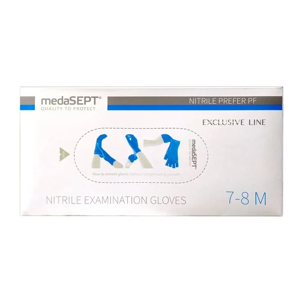 Rękawice diagnostyczne nitrylowe bezpudrowe M 100 szt [Medasept] - Medasept