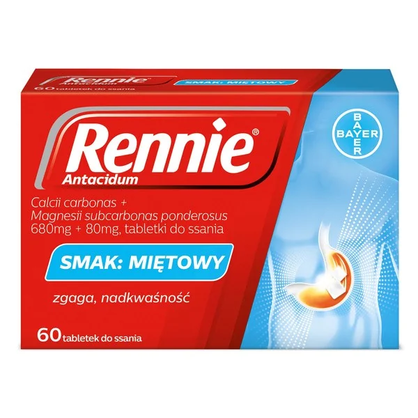 Rennie Antacidum 680mg + 80mg 60 tabletek [Rennie] - Rennie