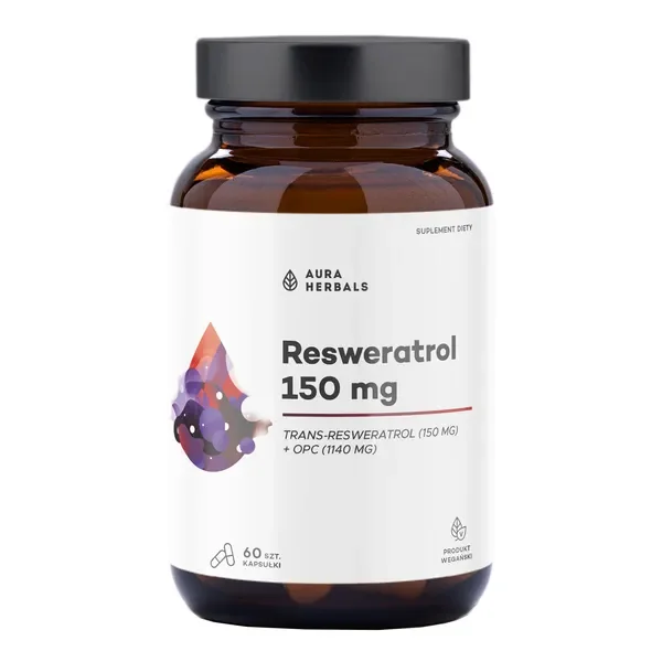 Resweratrol 150 mg 60 kapsułek [Aura Herbals] - Aura Herbals