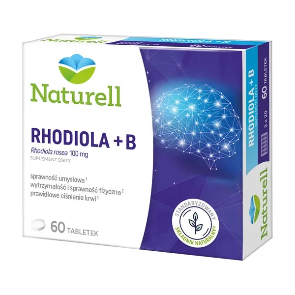 Rhodiola rosea 100mg + Witaminy B 60 tabletek [Naturell] - Naturell