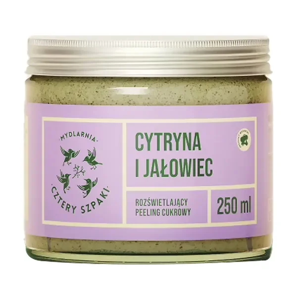 Rozświetlający peeling cukrowy cytryna i jałowiec 250ml [Cztery Szpaki] - Cztery Szpaki