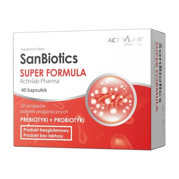 SanBiotics Super Formula 10 szczepów probiotycznych 40 kapsułek [ActivLab Pharma] - ActivLab Pharma