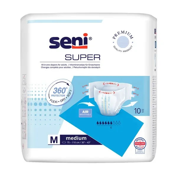 Seni Super pieluchomajtki dla dorosłych rozmiar M 10 szt. - Seni