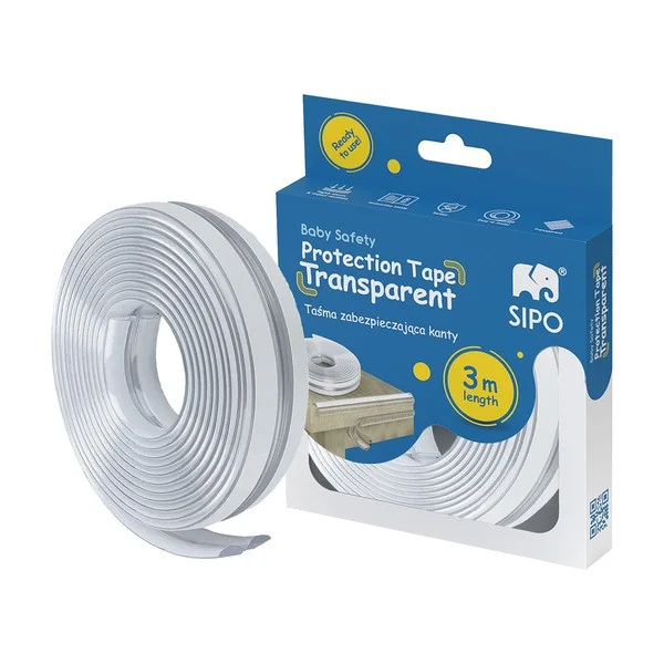 Silikonowa taśma zabezpieczająca krawędzie mebli przeźroczysta 3 metry [Sipo] - Sipo