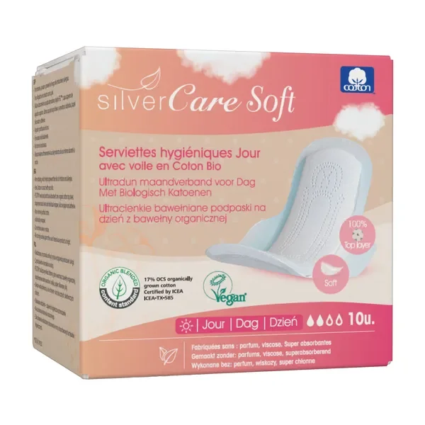 Silver Care Soft ultracienkie podpaski ekologiczne ze skrzydełkami na dzień 10 szt. - Silver Care