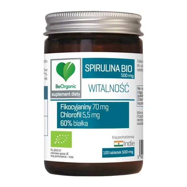 Spirulina 500 mg 100 tabletek [BeOrganic] - Aliness Health'N'Beauty